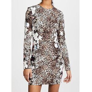 Black Halo 'Erika' mini dress 4 cheetah animal print floral EUC